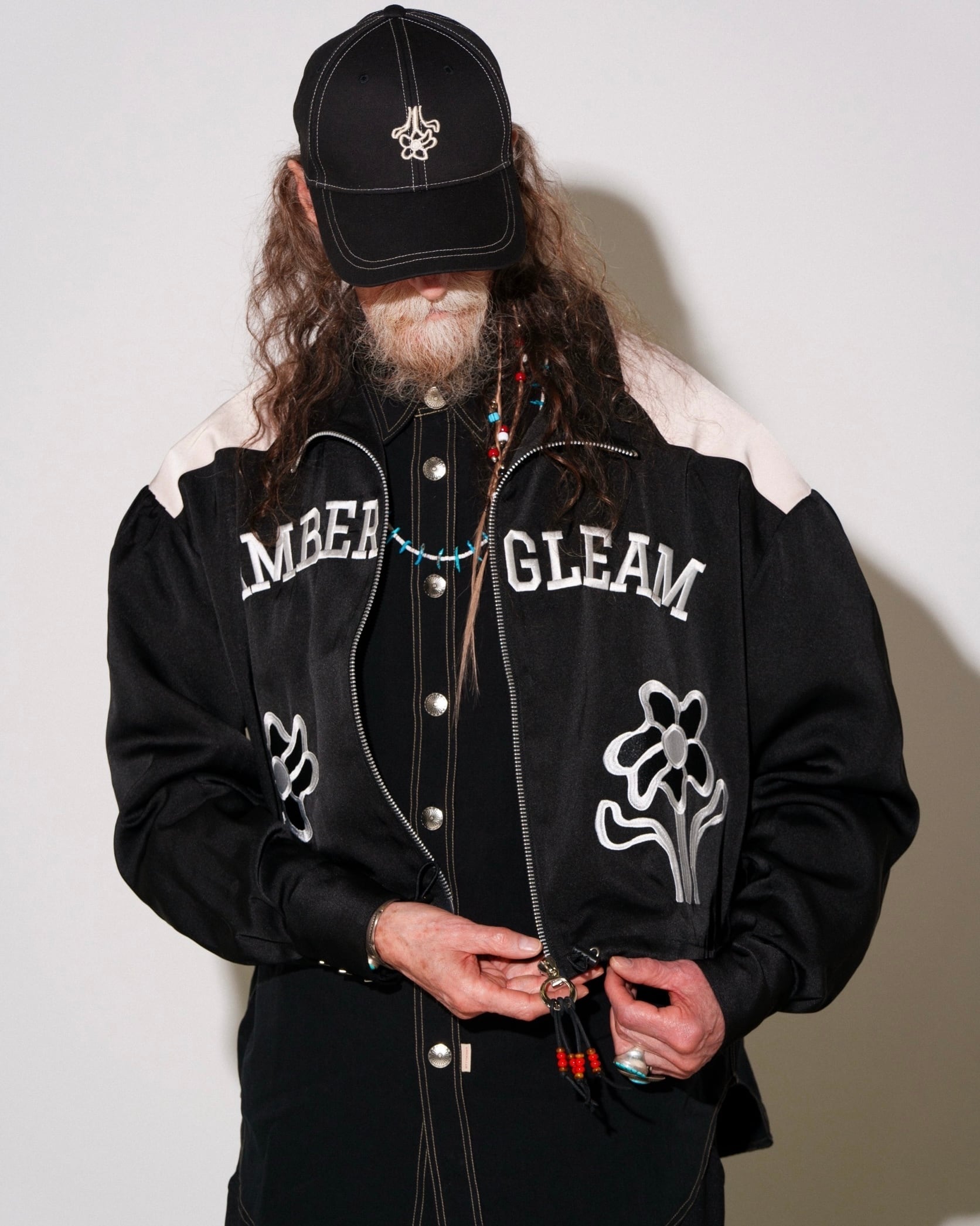 た*む様 AMBERGLEAM ジップアップジャケット 黒/白 Jackets & Blousons | AMBERGLEAM