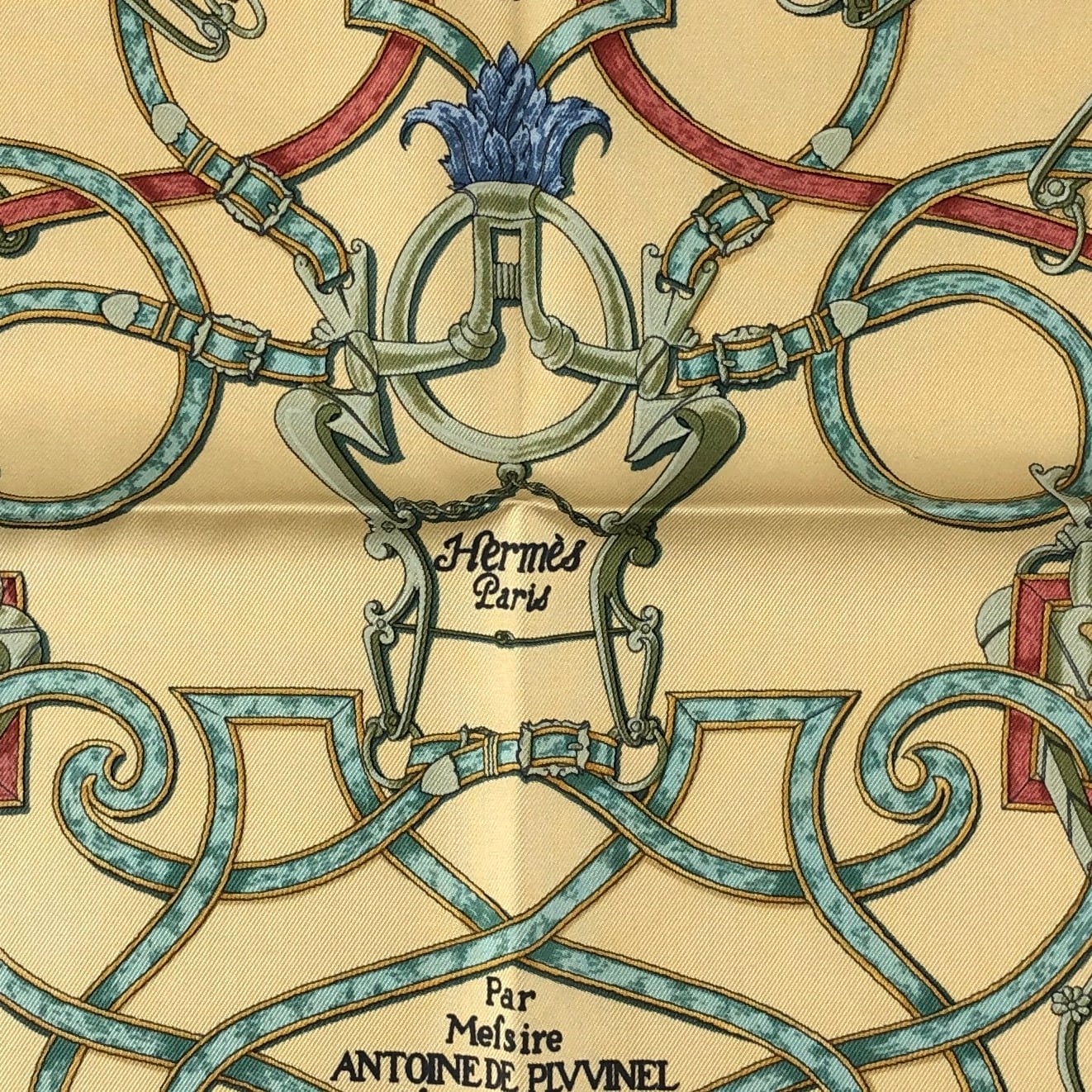 HERMES エルメス プチカレ スカーフ グリーン シルク 帝王学 vintage