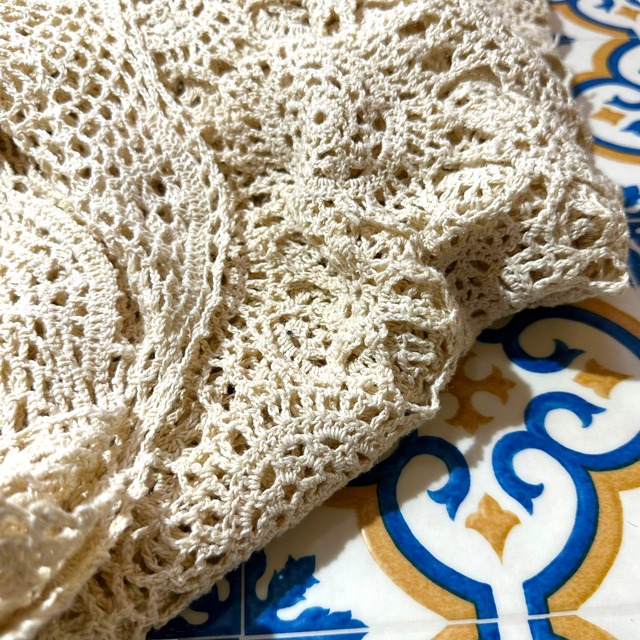 vintage crochet cotton blanket