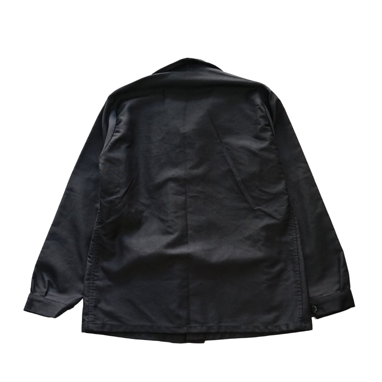 ブラックモールスキンジャケット！44/46 ブラックモールスキン ワークジャケット ユーロ デッドストック サイズ