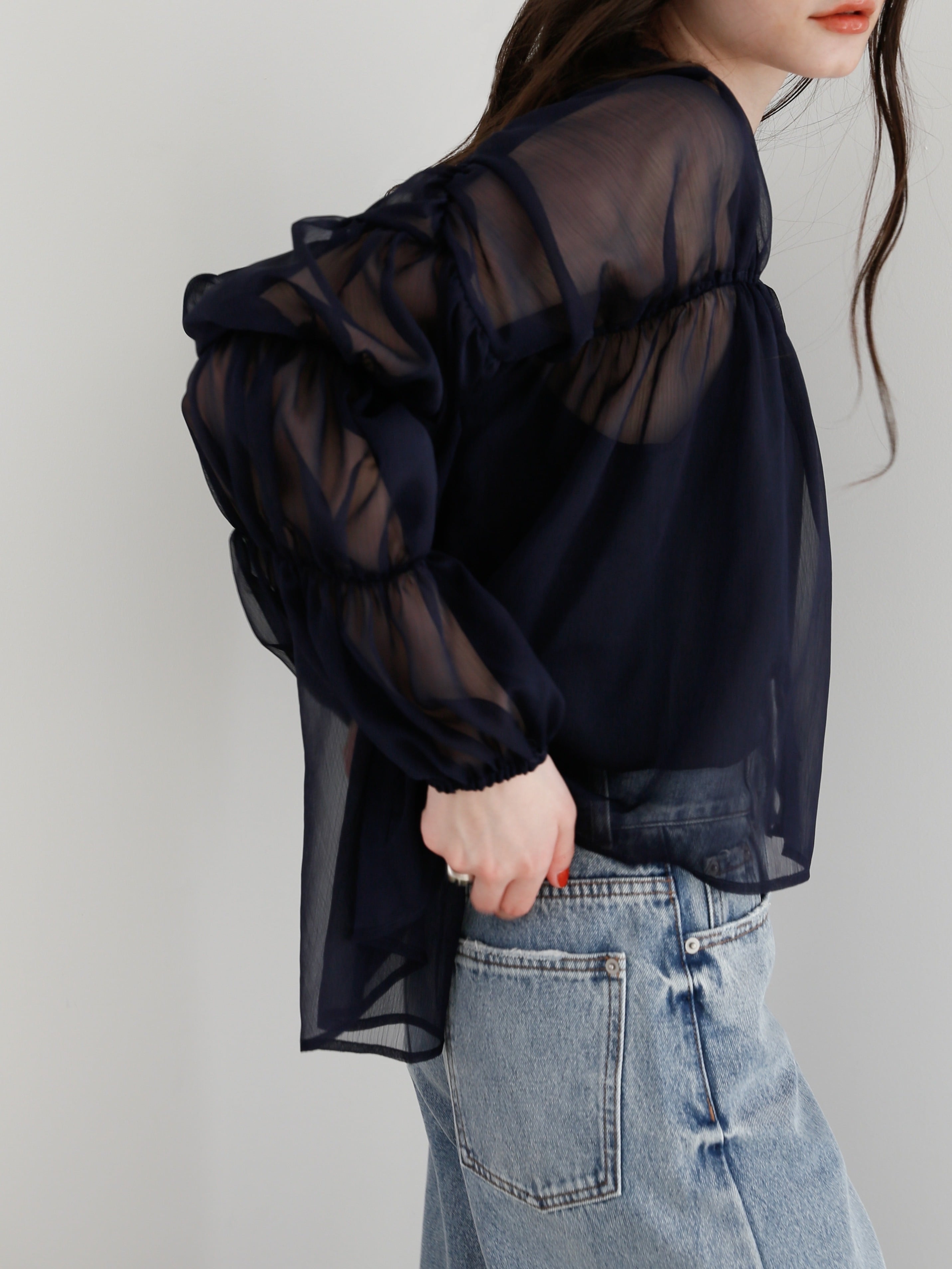 triple shirring blouse set（navy） | Cara by Katrin TOKYO