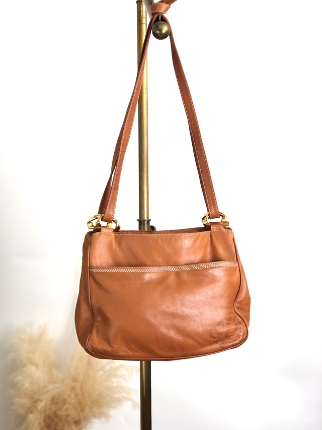 LOEWE ロエベ　アナグラム　レザー　ベルト　エメラルドグリーン　vintage　ヴィンテージ　オールド　ibcd5m