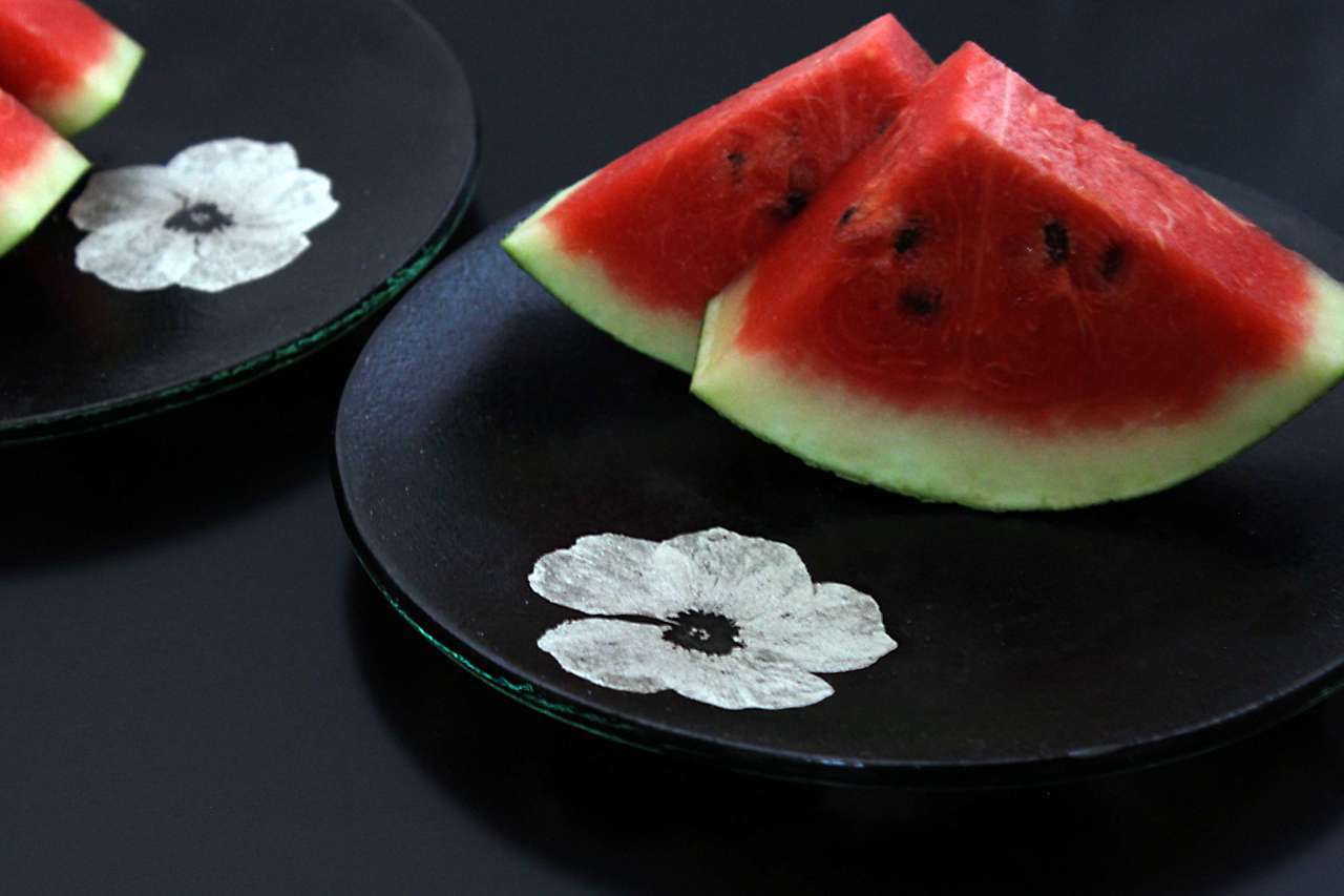 つづるガラスアート ゆうなの花 SUMI 平丸大皿 | つづるガラスアート