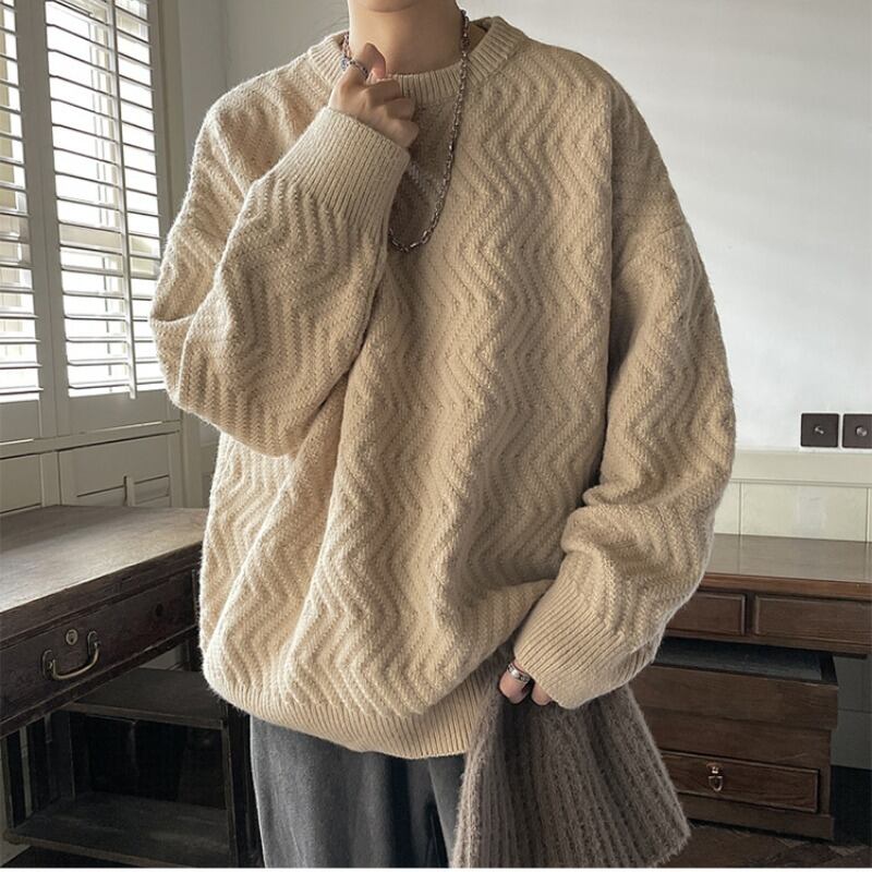 ラウンドネックケーブルニット C10381