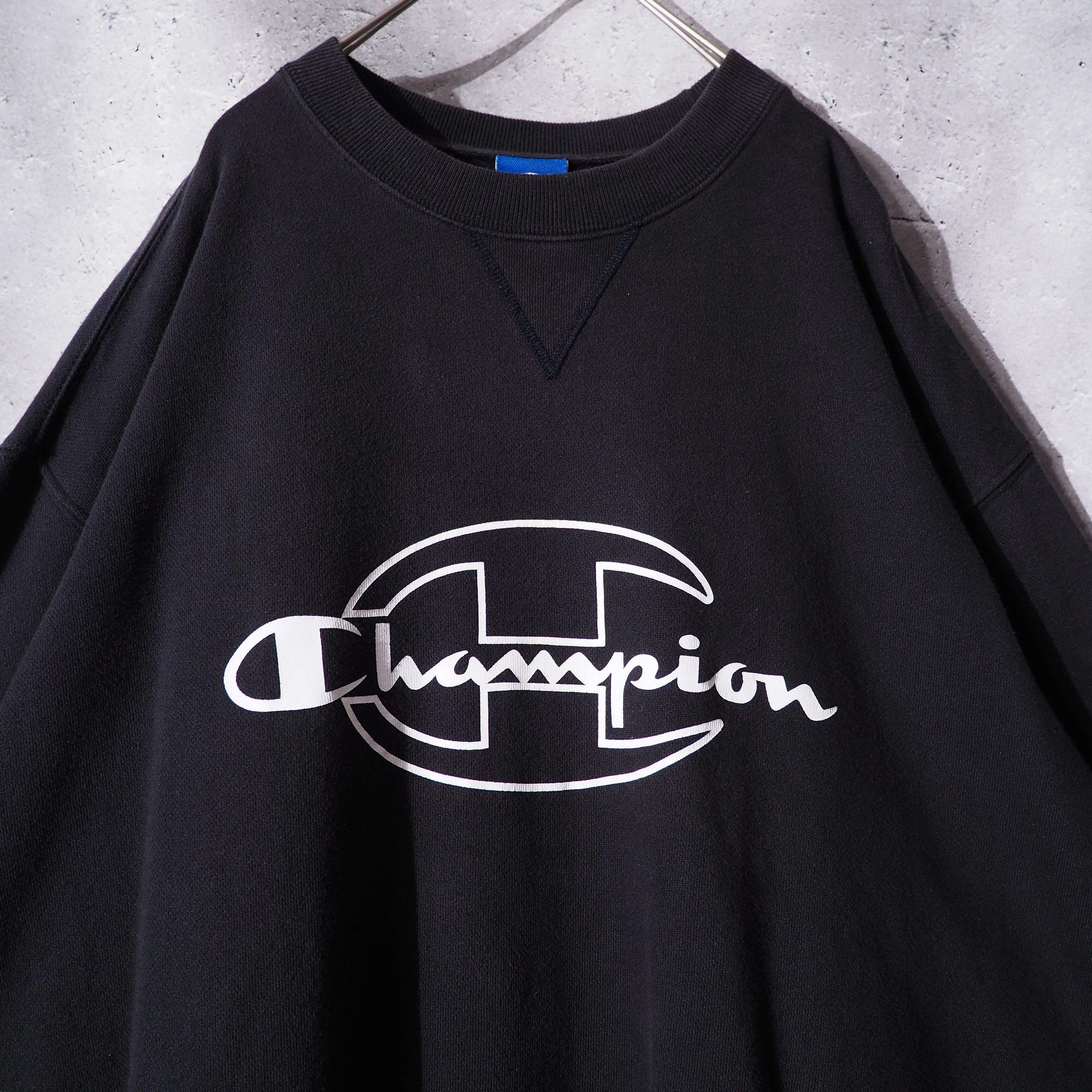” Champion ” logo printed sumikuro color sweat shirt