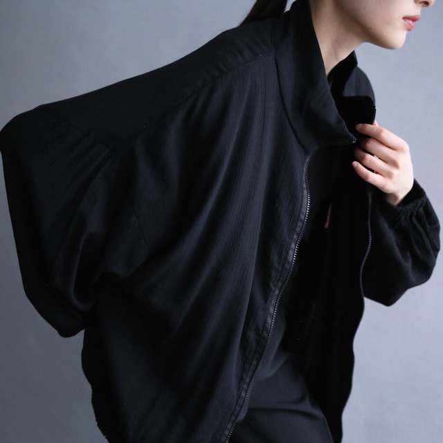 "刺繍" front and back embroidery design high-neck zip-up truck jacket