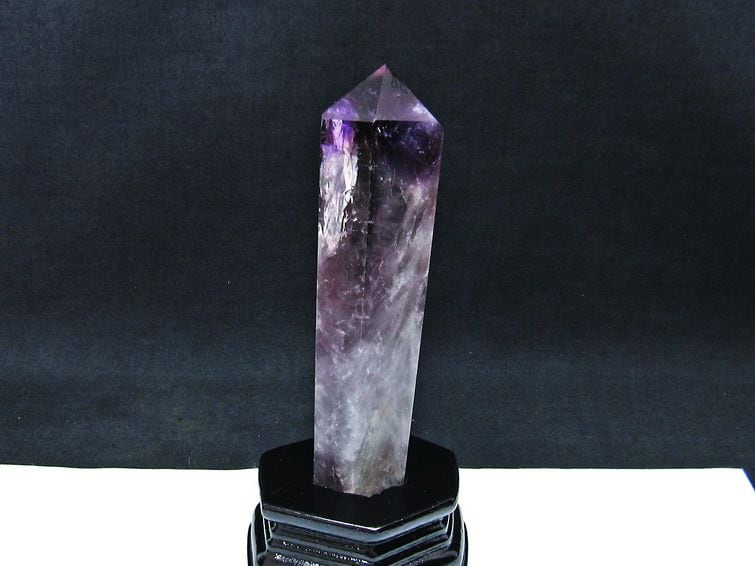 アメジスト 六角柱 アメシスト ポイント 置物 原石 虹入り 台座付属
