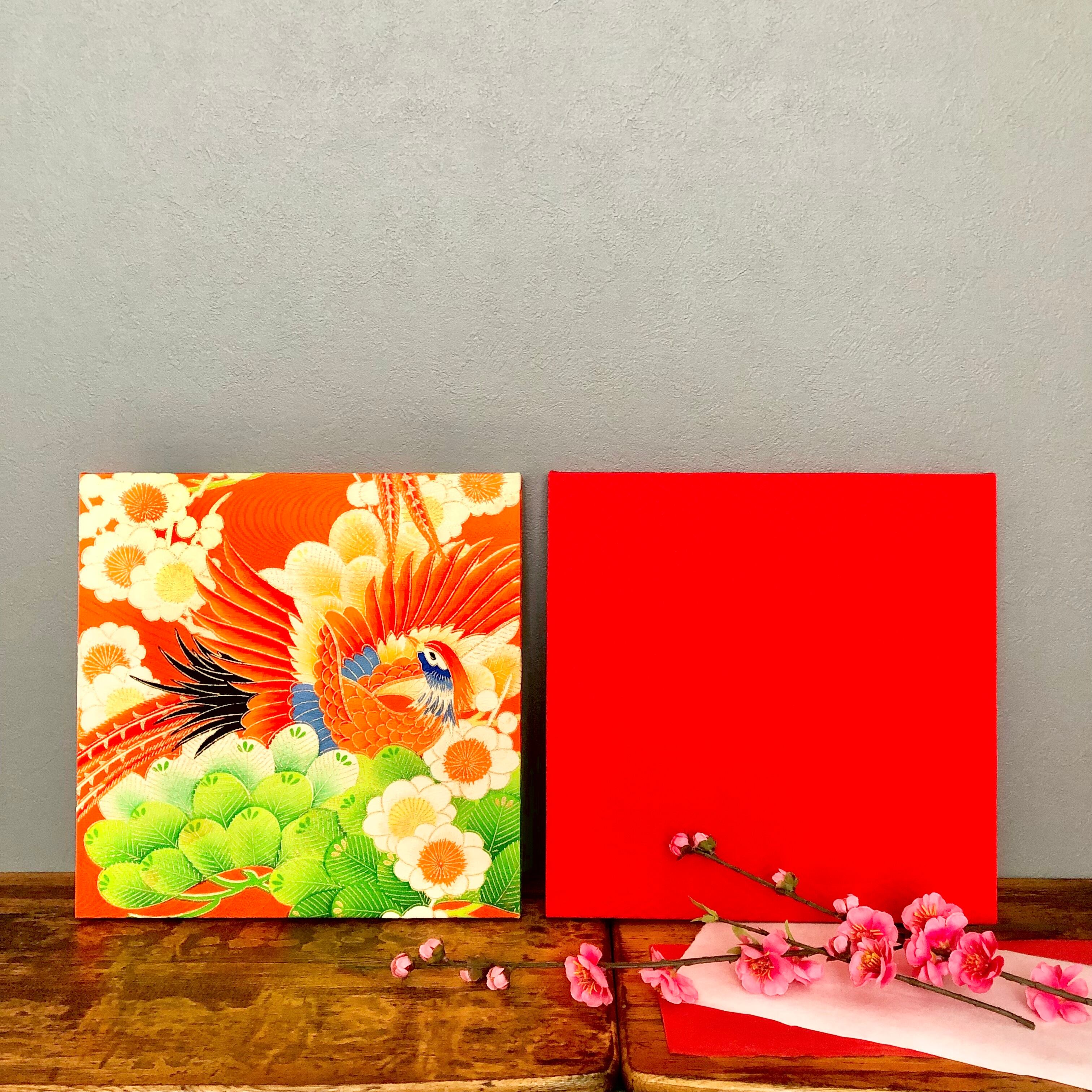 着物のファブリックパネル ハレの日に レトロ 尾長鳥 ２枚セット 着物リメイク インテリア Le Beau Monde