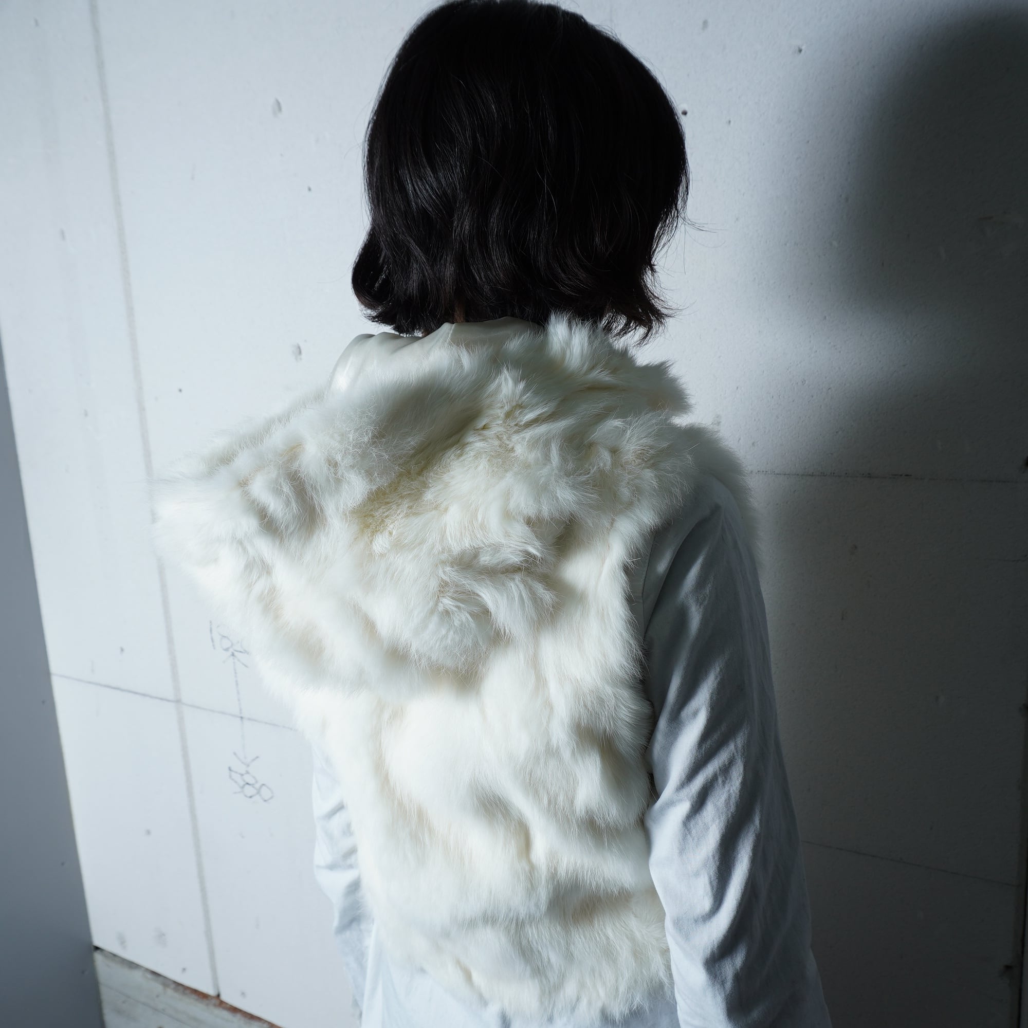 ek様　　【極美品】セオリーリュクス ラビットファー 【M】ベスト フード付き □美品theory luxeレッキスラビットファーベストフードジレネイビーM