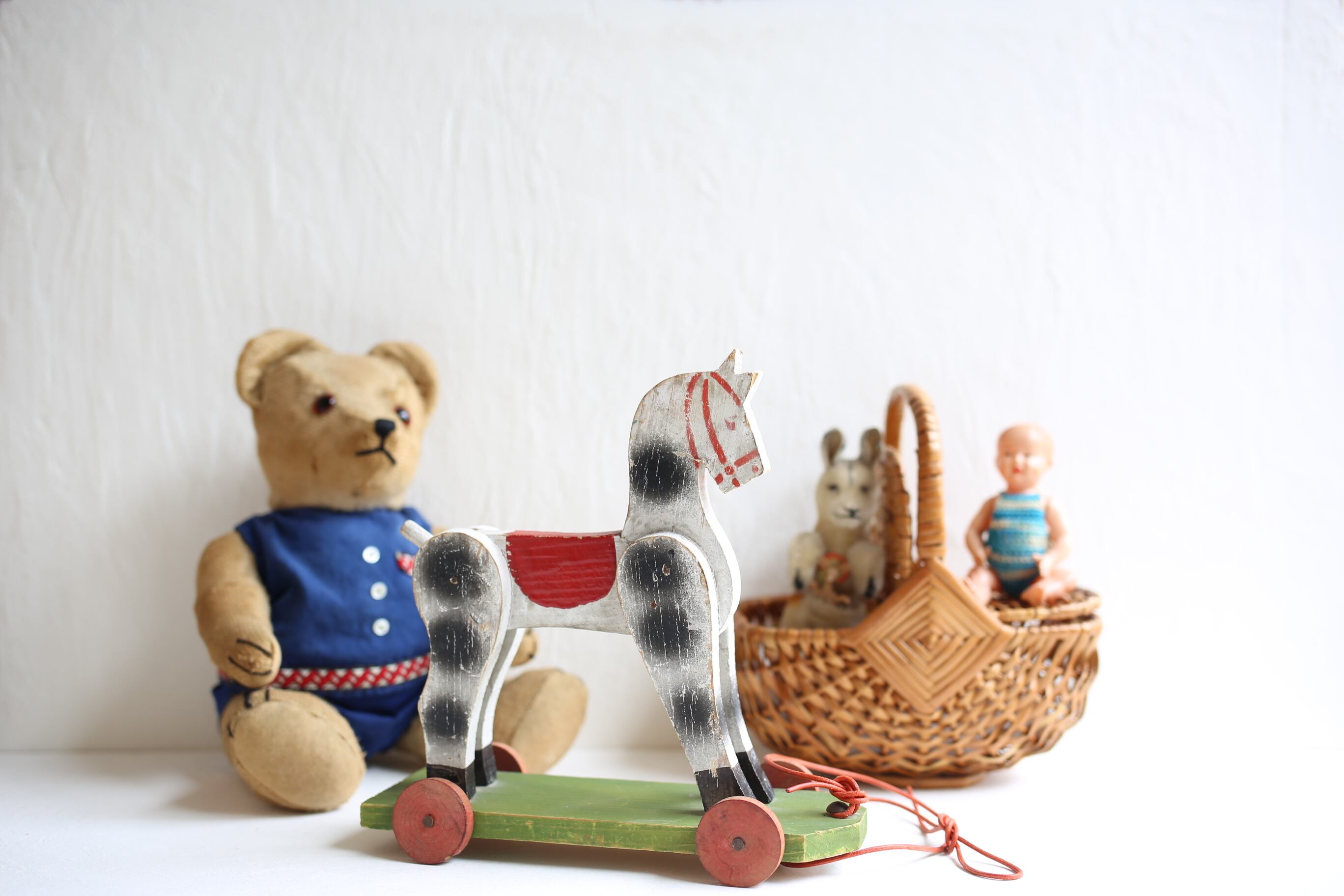 フランス アンティーク ヴィンテージ 木製 馬のおもちゃ プルトイ N