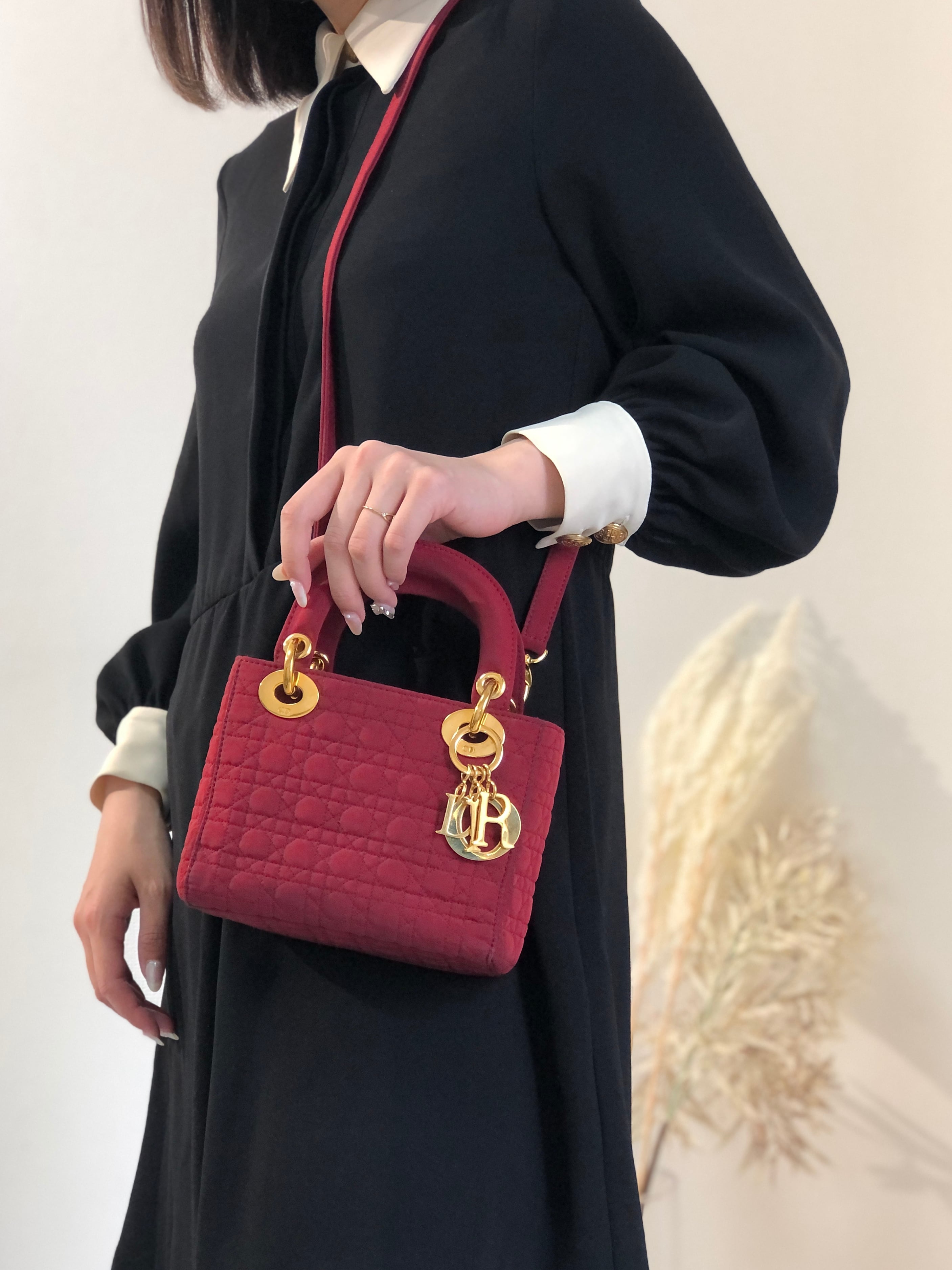 Christian Dior クリスチャン ディオール　カナージュ　レディディオール　ミニ　ナイロン　2way　ミニバッグ　ショルダーバッグ　レッド　 vintage　ヴィンテージ　オールド　8y6hyh | VintageShop solo powered by BASE