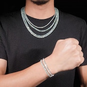 【Ice133】Green Moissanite Tennis Chain Bracelet(3mm)