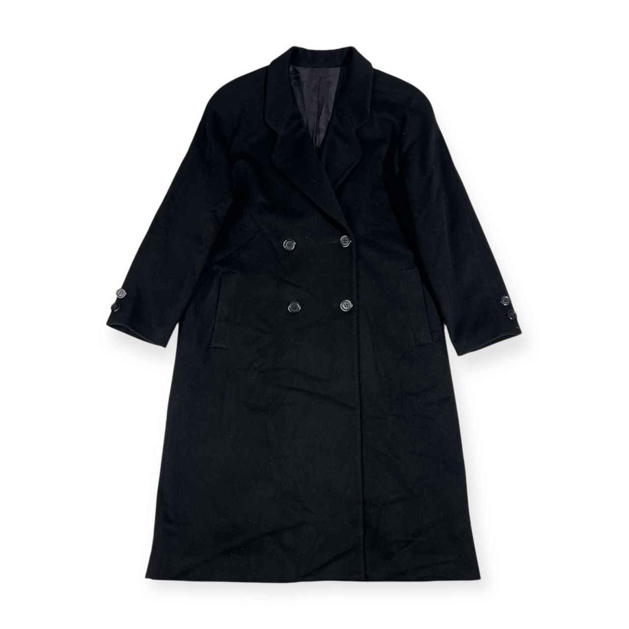 カシミヤ100% CASHMERE ダブル コート F/ブラック レディース