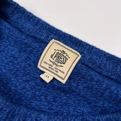 J.PRESS ジェイプレス アラン ケーブル編み カシミヤ混 ラムウールニットセーター サイズ LL /ブルー/メンズ