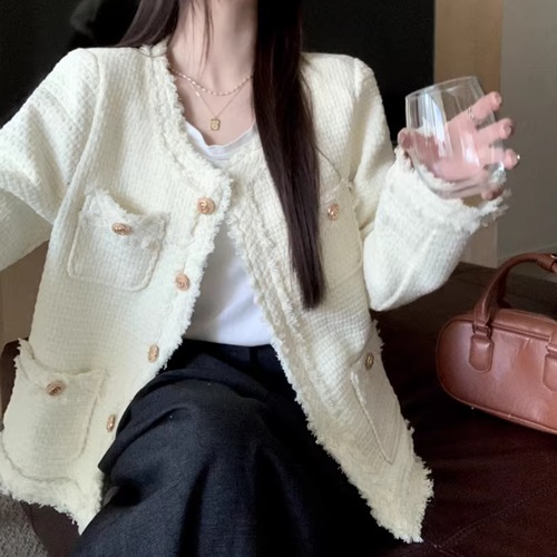 2色／ノーカラーツイードフリンジジャケット ・74600