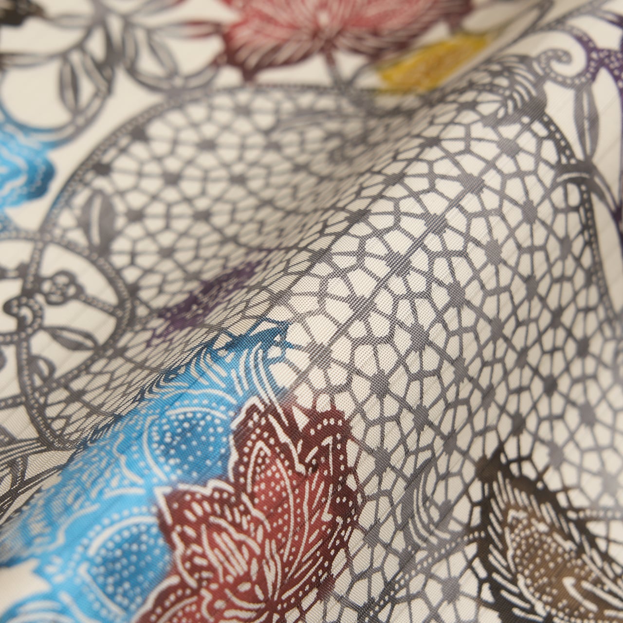 全通　花唐草模様の名古屋帯 花唐草模様 型絵染 全通 絽塩瀬名古屋帯【未着用品】 | かわの屋