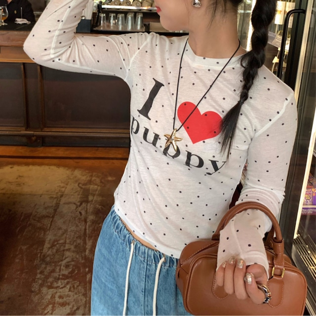 dot tight fit long sleeve cut and sew J00013
