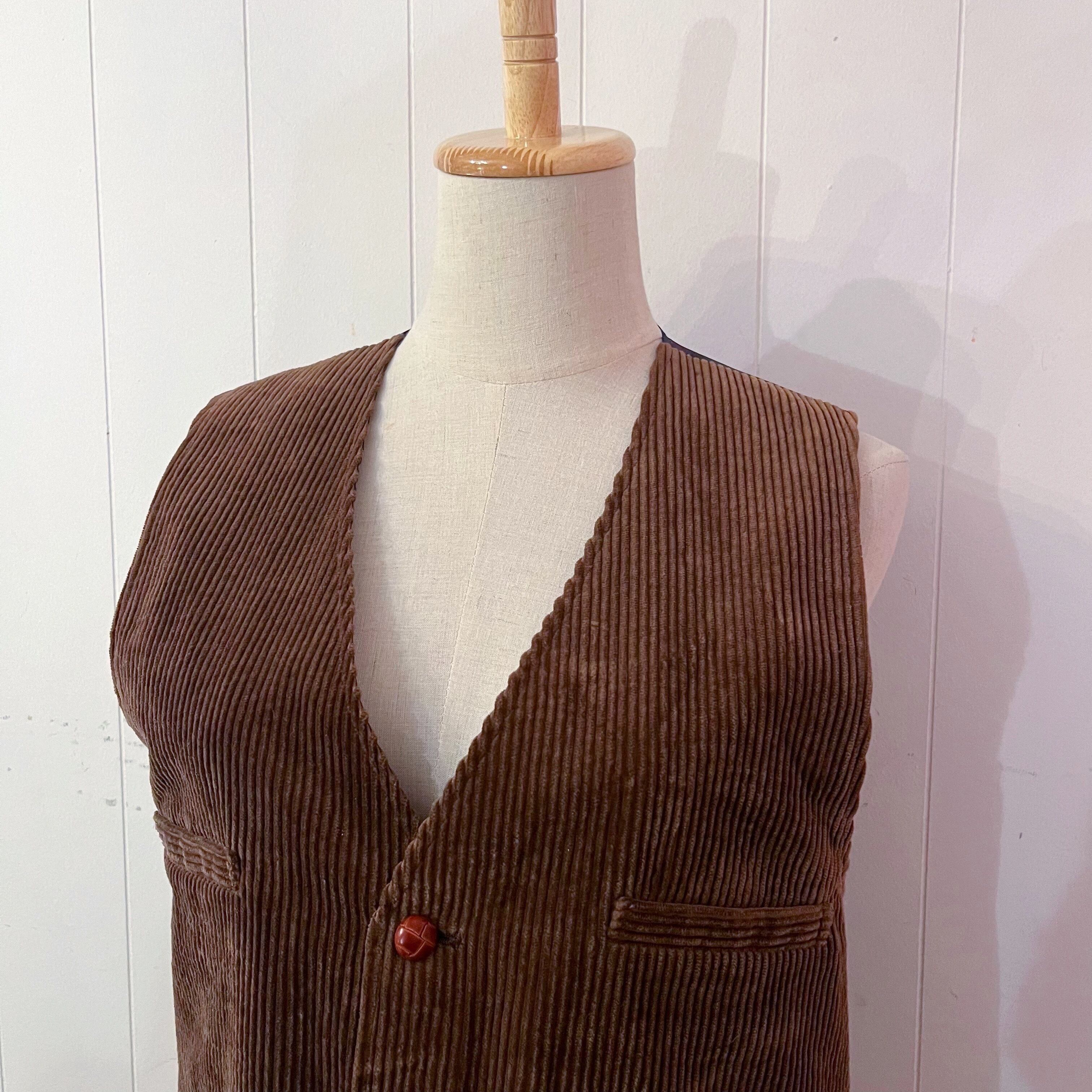 brown corduroy paisley liner vest