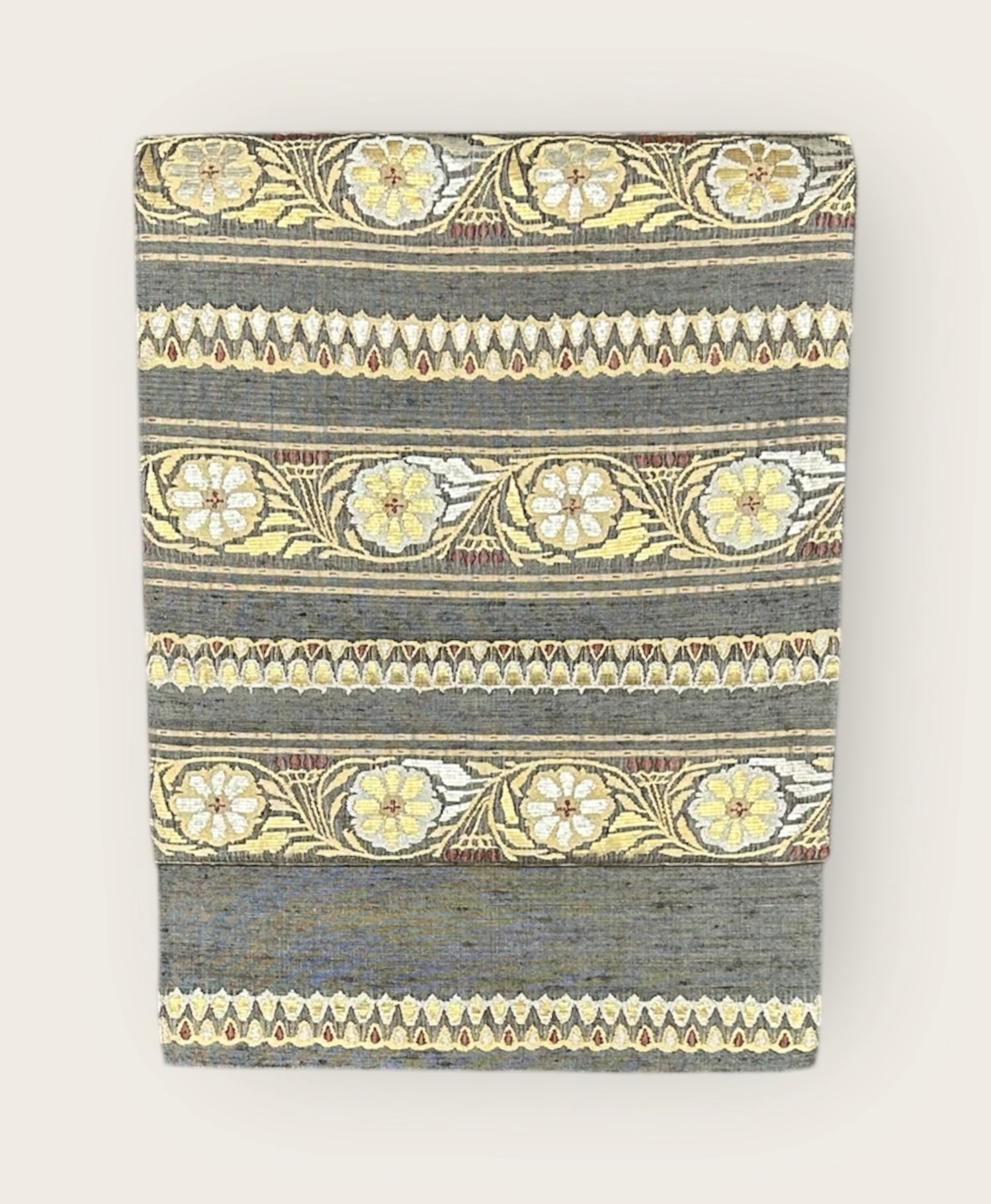 ミンサー織の名古屋帯 名古屋帯 ミンサー織 生成り色地 長さ 377㎝ Q4440 | 着物 ひょうたん堂