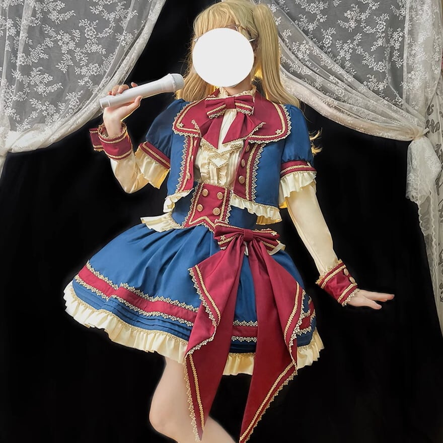 サブカル 服 地雷系 通販 アイドル衣装 3点セットアップ 金モール 豪華 ステージ イベント 撮影会 衣装 ガーリー