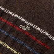 CROCODILE クロコダイル ハーフボタン ハイネック ウールニットセーター ライン入り サイズ LL /メンズ/ダークブラウン