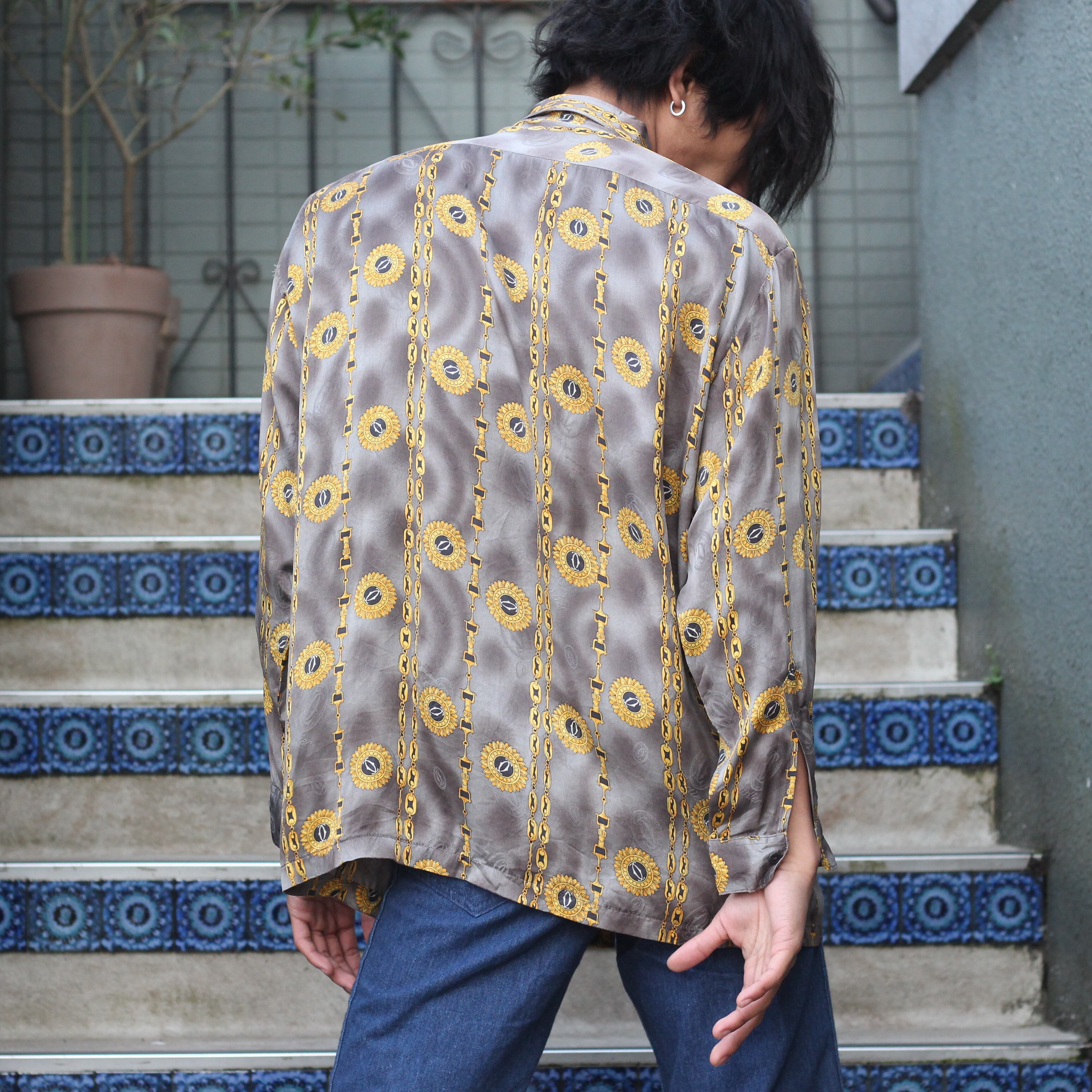 USA VINTAGE SCARF PATTERNED SILK100% DESIGN SHIRT/アメリカ古着