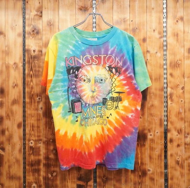 90s alore タイダイ　Tシャツ　kingston mines chicago 袖裾シングル　M/usa製