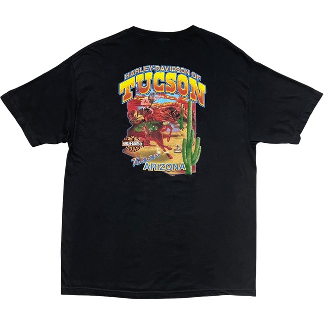 《XL》Harley-Davidson ハーレーダビッドソン Tシャツ 両面プリント カウボーイプリント ブラック USA製 no.10484