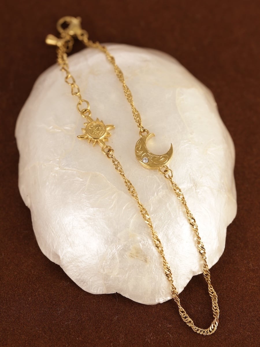 【 screw 】 316L hawaiian sun & moon anklet  #a19