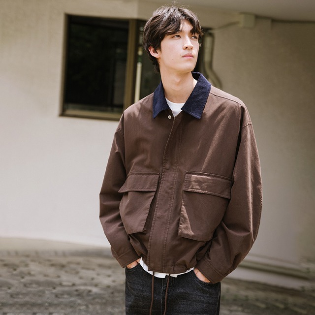 YOUSHIYOYI切り替えコーデュロイ襟ジャケット【M0028】