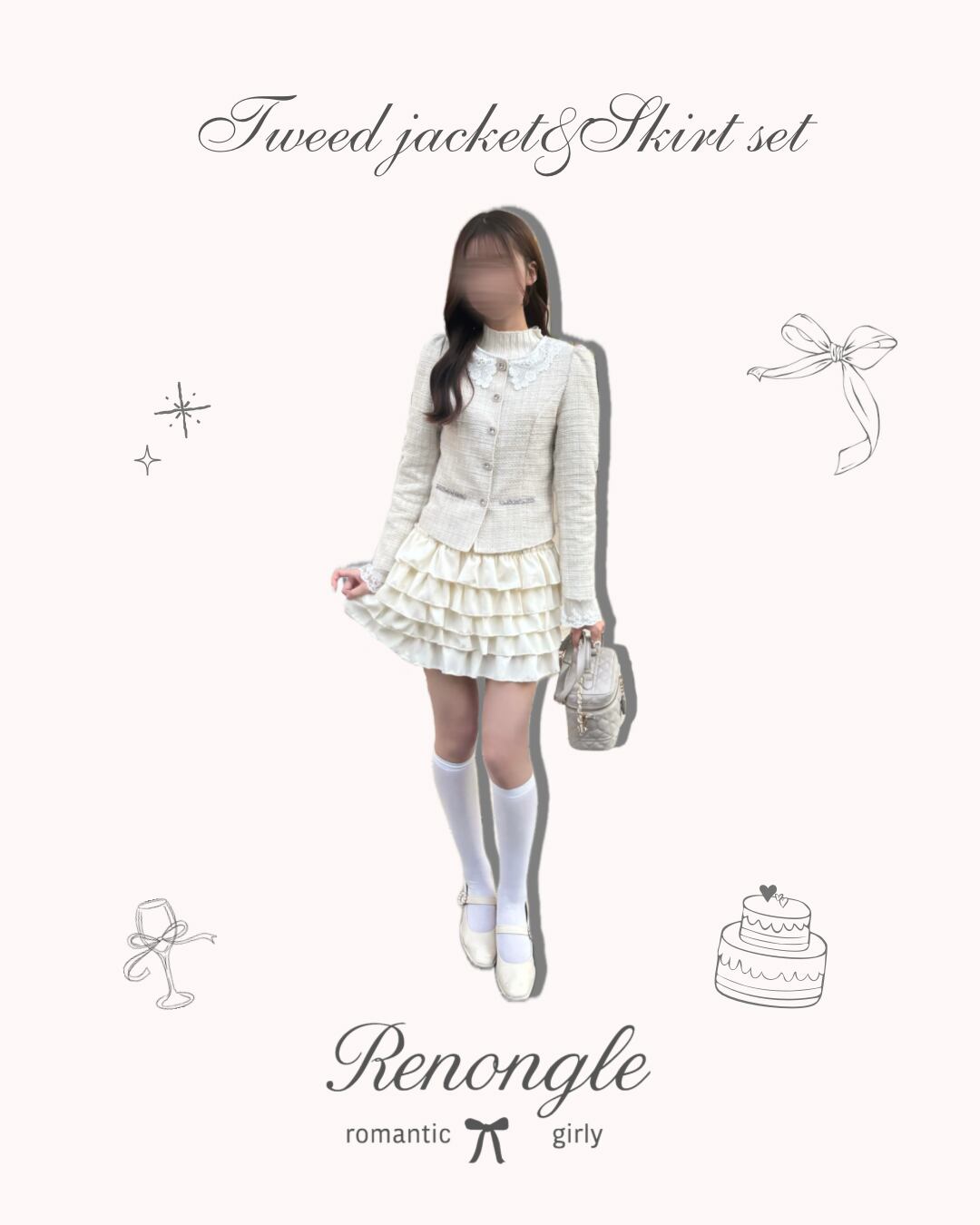 【Renonqle】 tweed jacket&skirt set♡