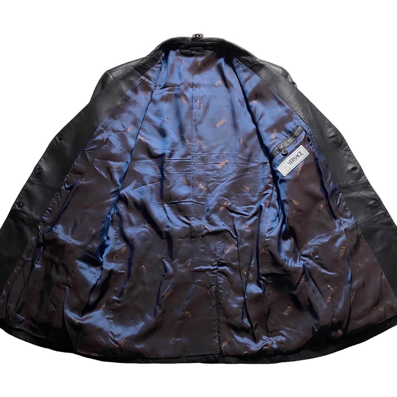 VERSACE black leather tailored jacket