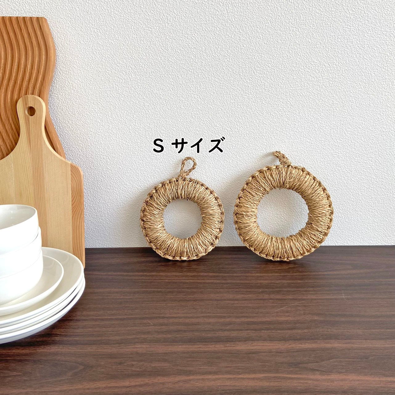 SALE シーグラス鍋敷　大　北欧　自然素材　天然素材　ドーナツ鍋敷　リース素材 SALE シーグラス鍋敷 大 北欧 自然素材 天然素材 ドーナツ鍋敷