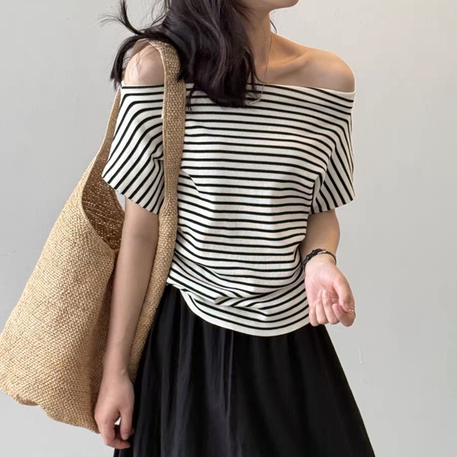 ボートネックリラックトップス　0089