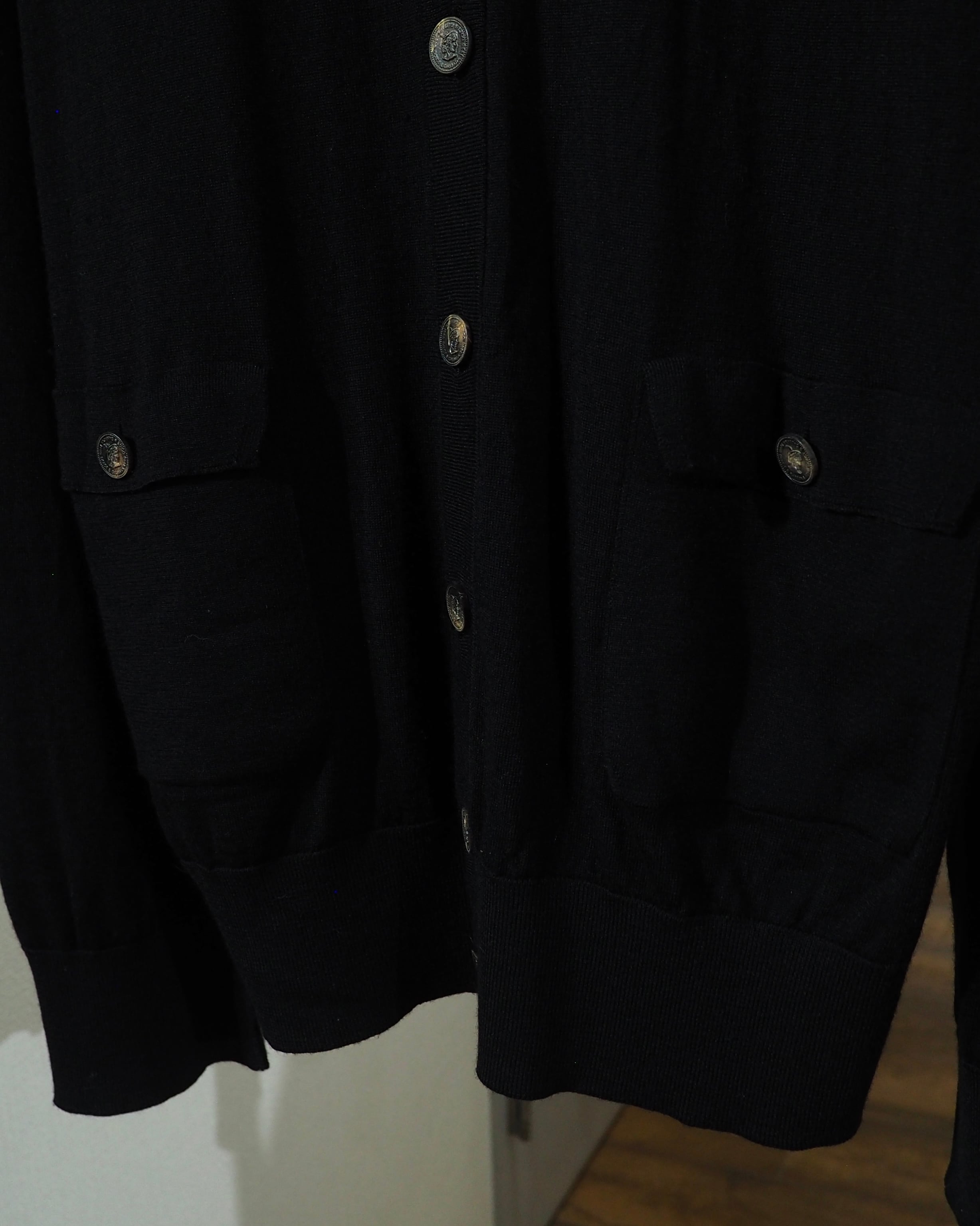 " Made in Italy - DOLCE&GABBANA " Black Lana Virgin Wool Knit Cardigan