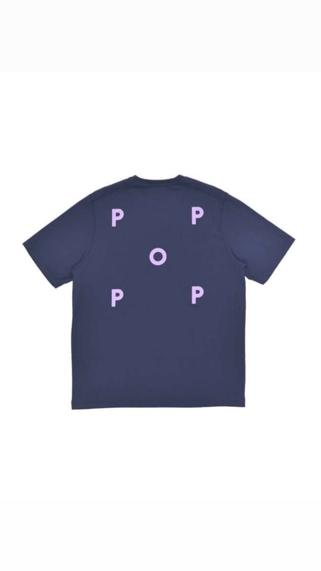 POP TRADING COMPANY -Logo T-Shirt- :NAVY/VIOLA,