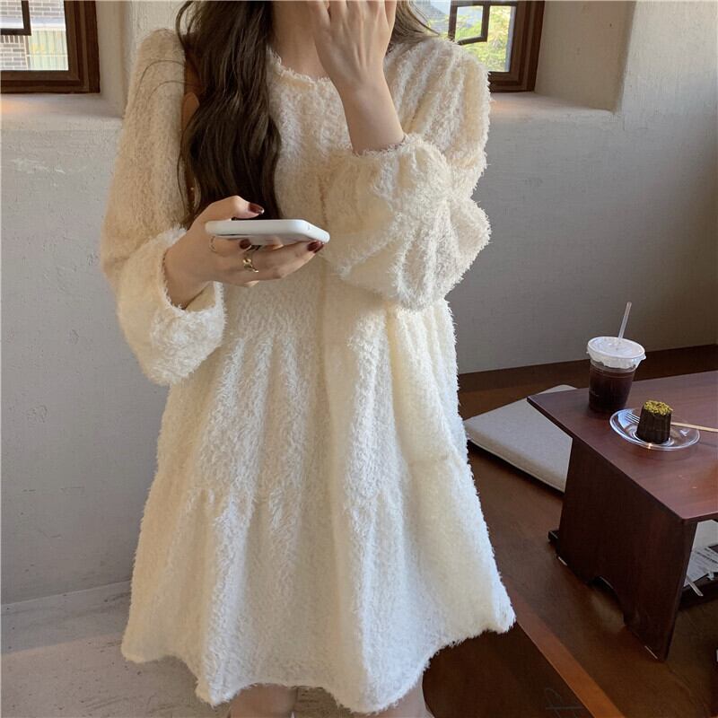 レースドレス レディースルーズ薄手ショートスカート スプリングブラック ロング 春物 ブラックストロベリース43805414111