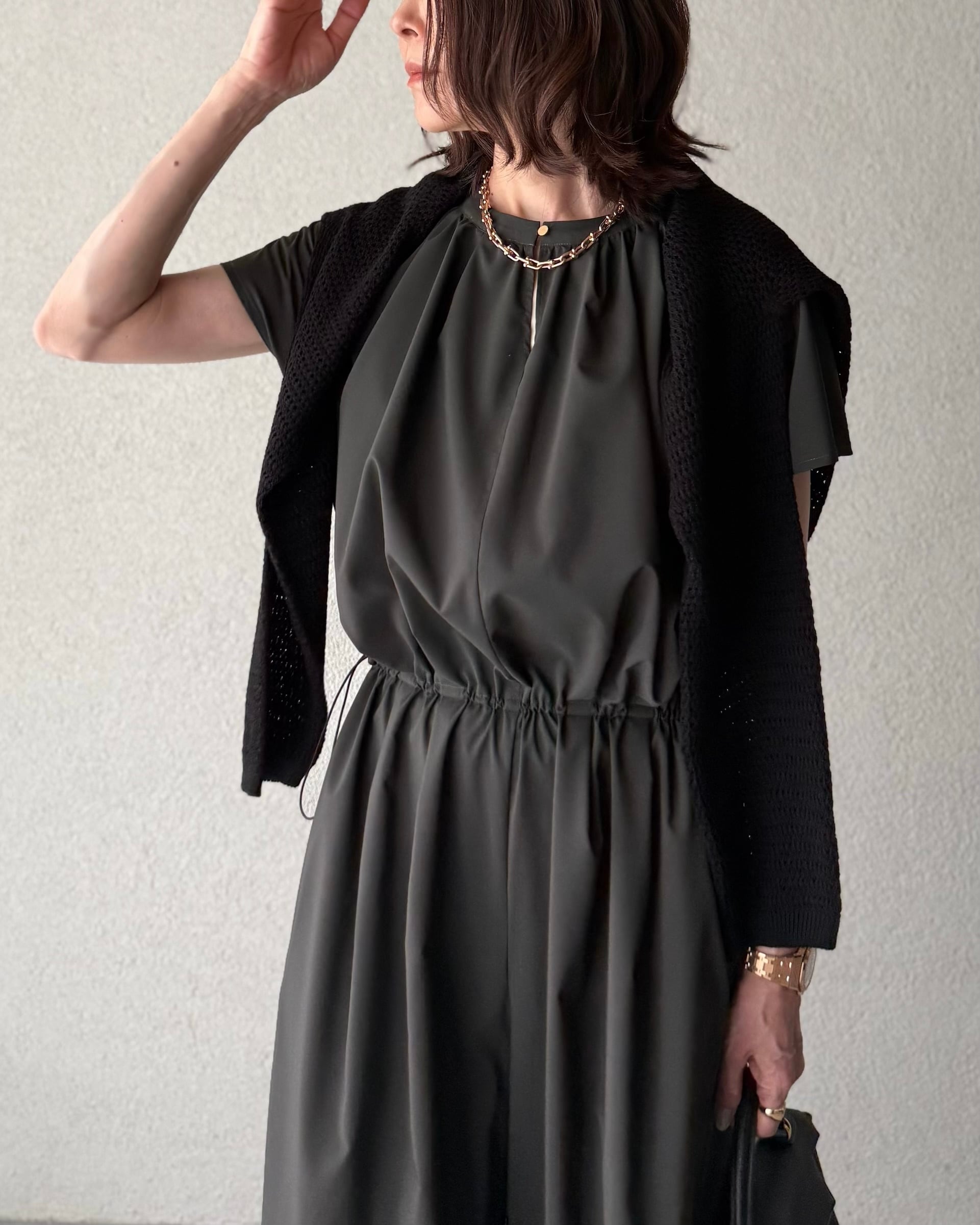 SYSORUS×akko3839 フロントボタンギャザーオールインワン SYJ-005
