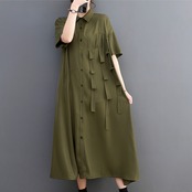 サイドフリンジ ルーズ シャツワンピース  30026