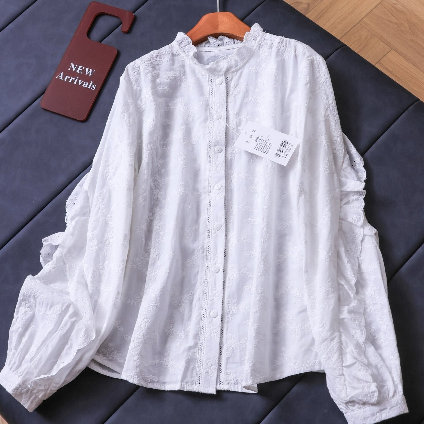 Embroidered Lace Stand Collar Blouse TO0994
