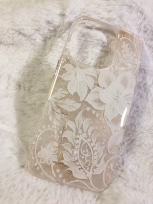 ☀️昼の部☀️【iPhoneケース】純白テクスチャーフラワー