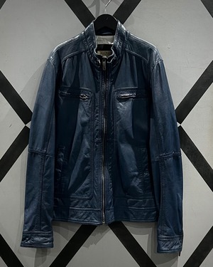 【X VINTAGE】Beautiful Blue Color Goat Nappa Leather Single Riders Jacket