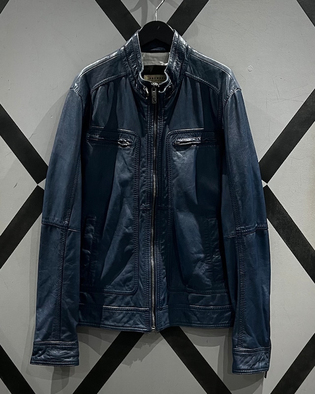 【X VINTAGE】Beautiful Blue Color Goat Nappa Leather Single Riders Jacket