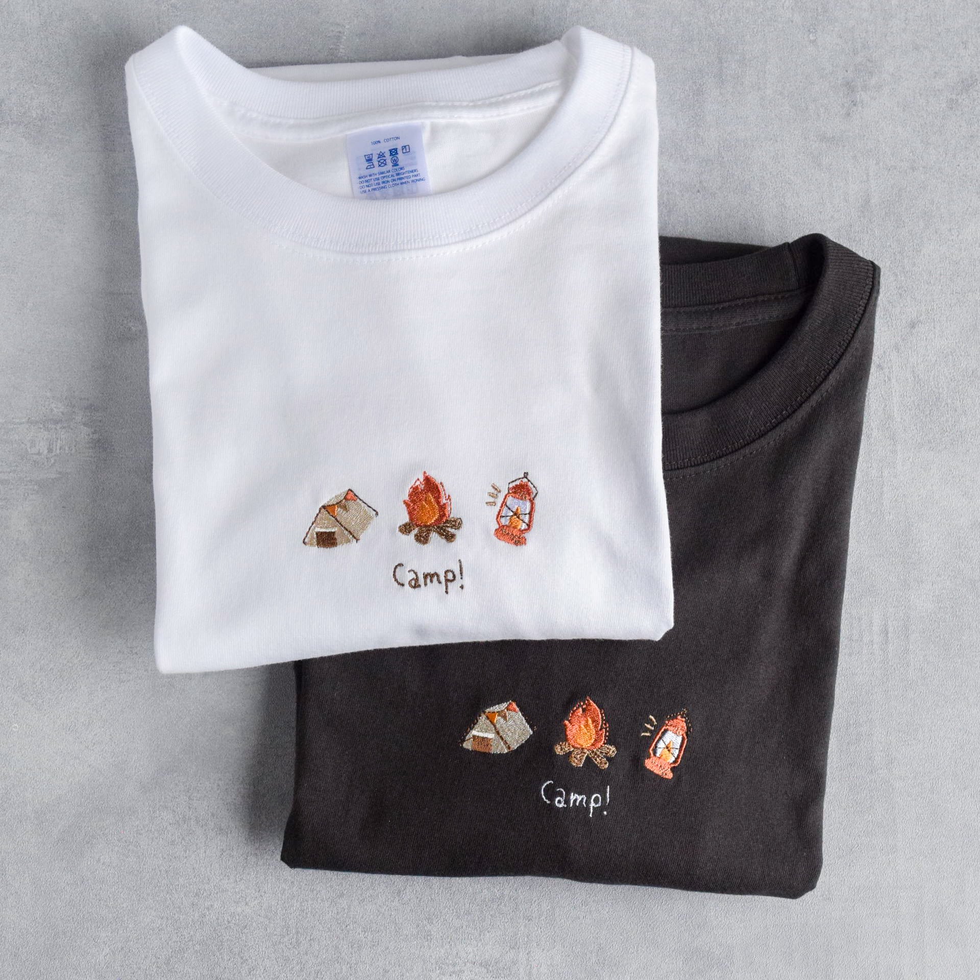 キャンプ柄　オーダー受付中 Camp!刺繍Tシャツ【選べる4色】メンズ レディース トップス キャンプ
