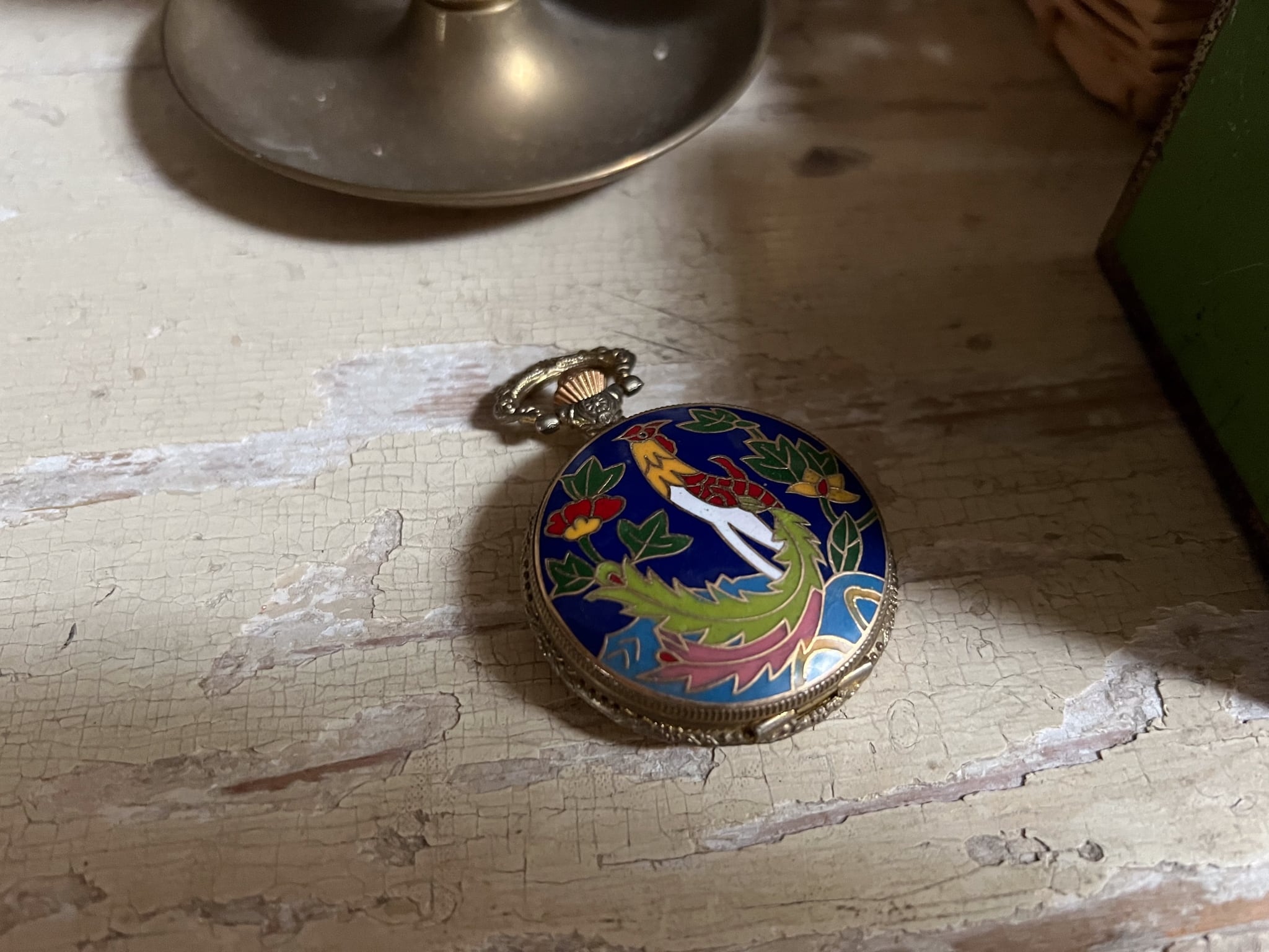 可愛いペイントが美しい古い懐中時計 *フレンチアンティーク