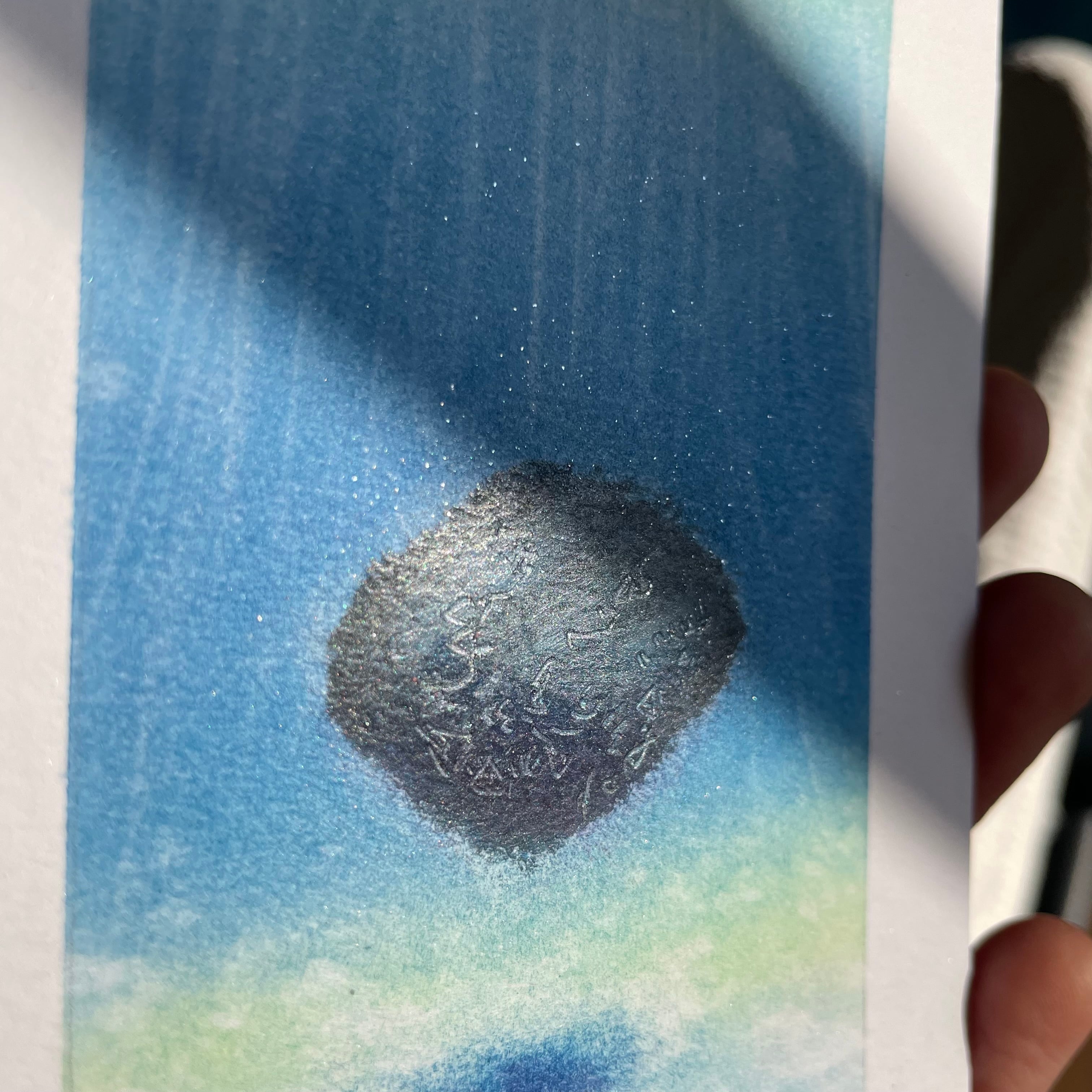 風景のパステル画 石のオブジェクト パステルの風景画 (みみずく