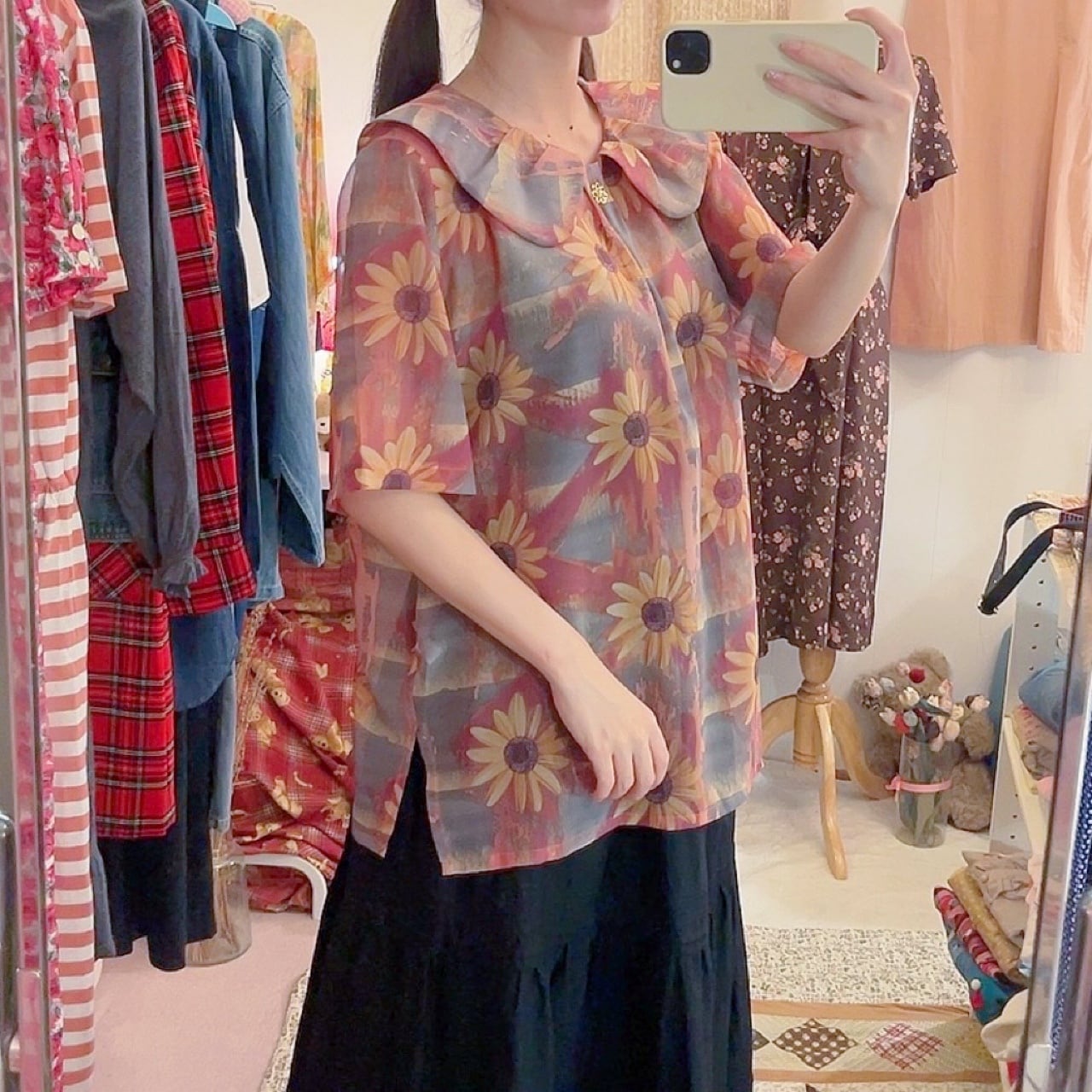 sunflower sheer blouse