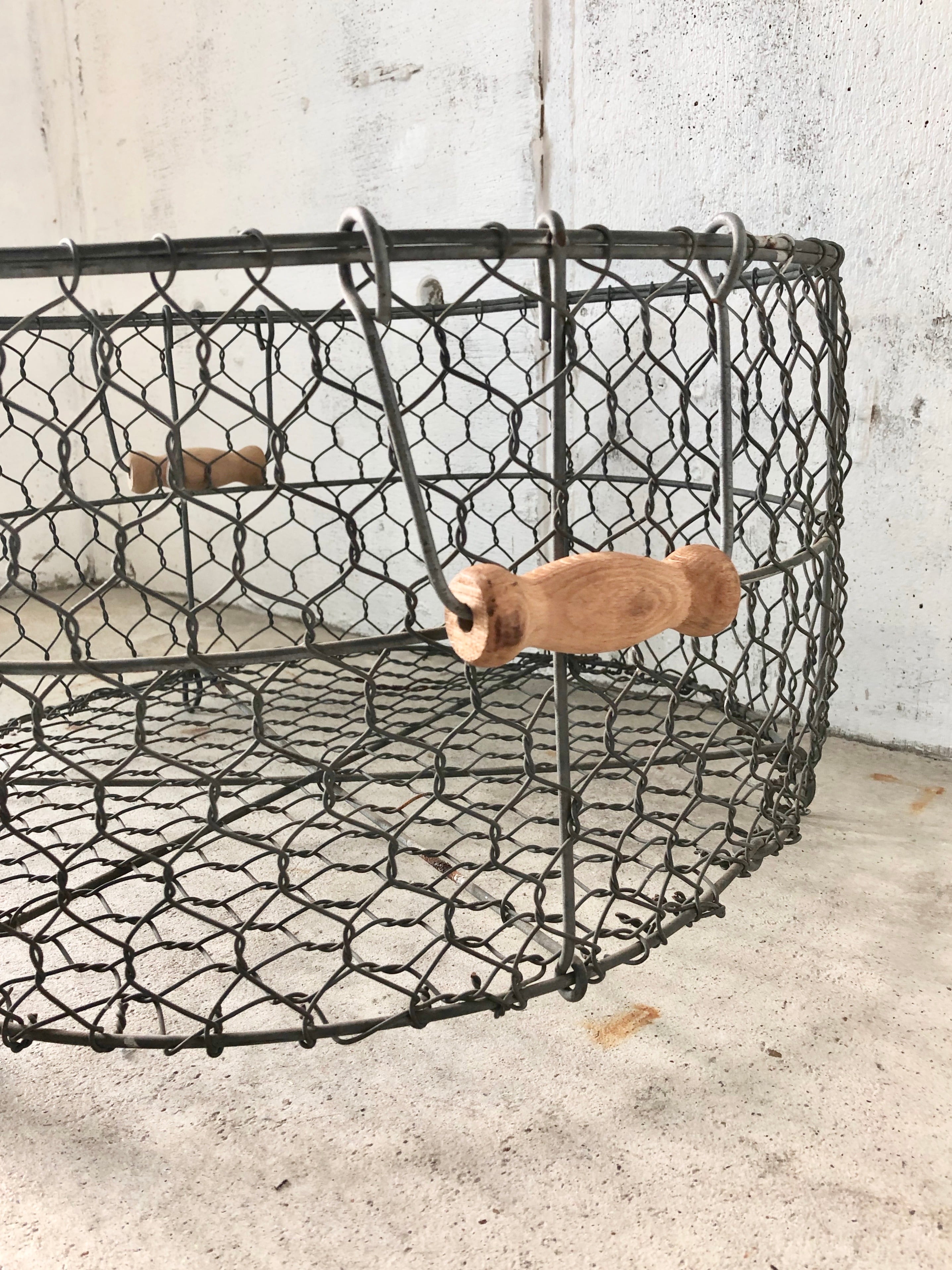 アンティーク　古道具　鳥かご　かご　ワイヤーかご　錆　シャビー シャビーなワイヤーカゴ［古家具］ | giraffes craft