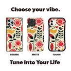 受注生産 iPhoneケース 赤い花と黒い葉の民芸柄｜ボタニカル FMSY028C