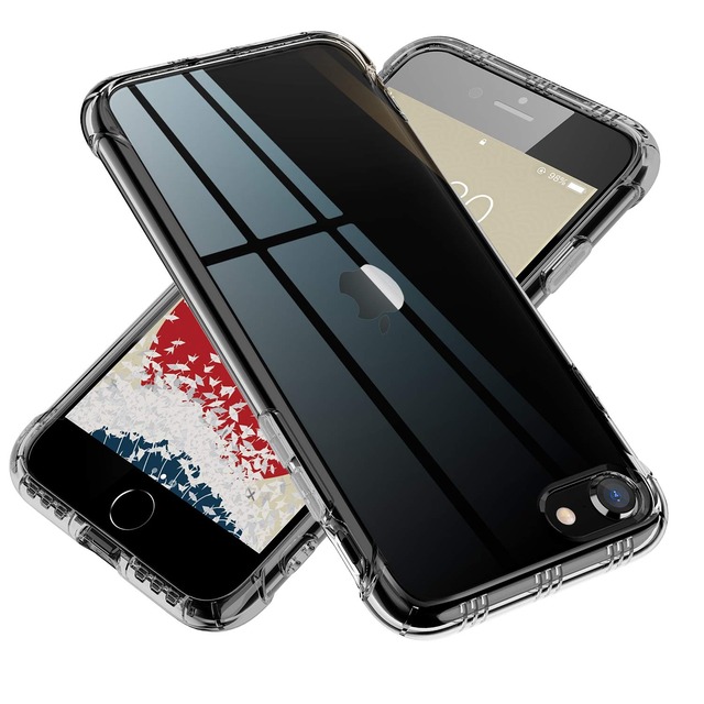 【 音響強化 · 360°エアバッグ · 黄変防止 】ONES iPhone Se3 Se2 Se 8 7 音楽 ケース 半透明 ● 米軍MIL規格 超耐衝撃 『 画面保護 · レンズ保護 』〔 Qi充電 · 薄型 超軽量 〕 ストラップホール 滑り止め 衝撃吸収 高弾性 シリコン クリア カバー